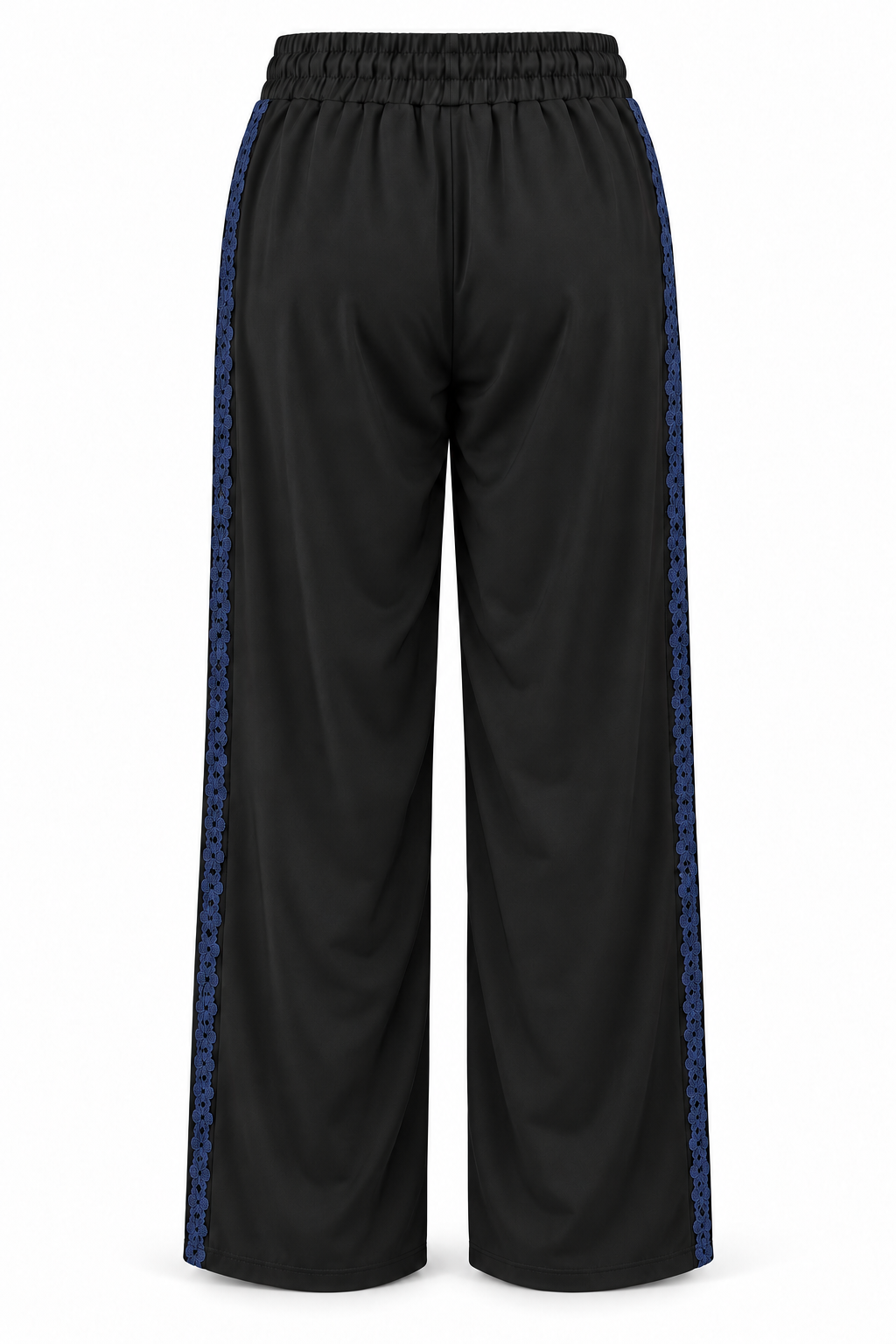 Pantalón negro con encaje azul marino, vista trasera