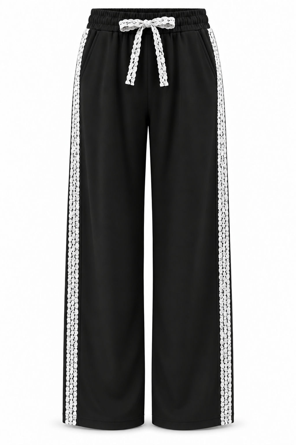 Pantalón negro con encaje blanco, vista frontal