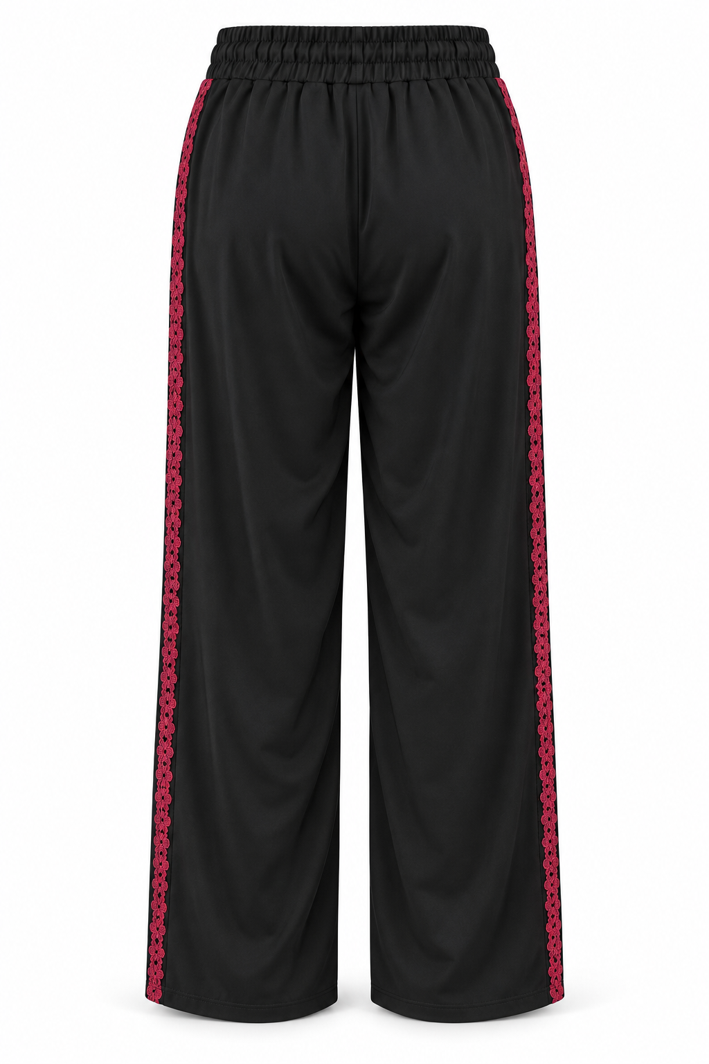 Pantalón negro con encaje granate, vista trasera