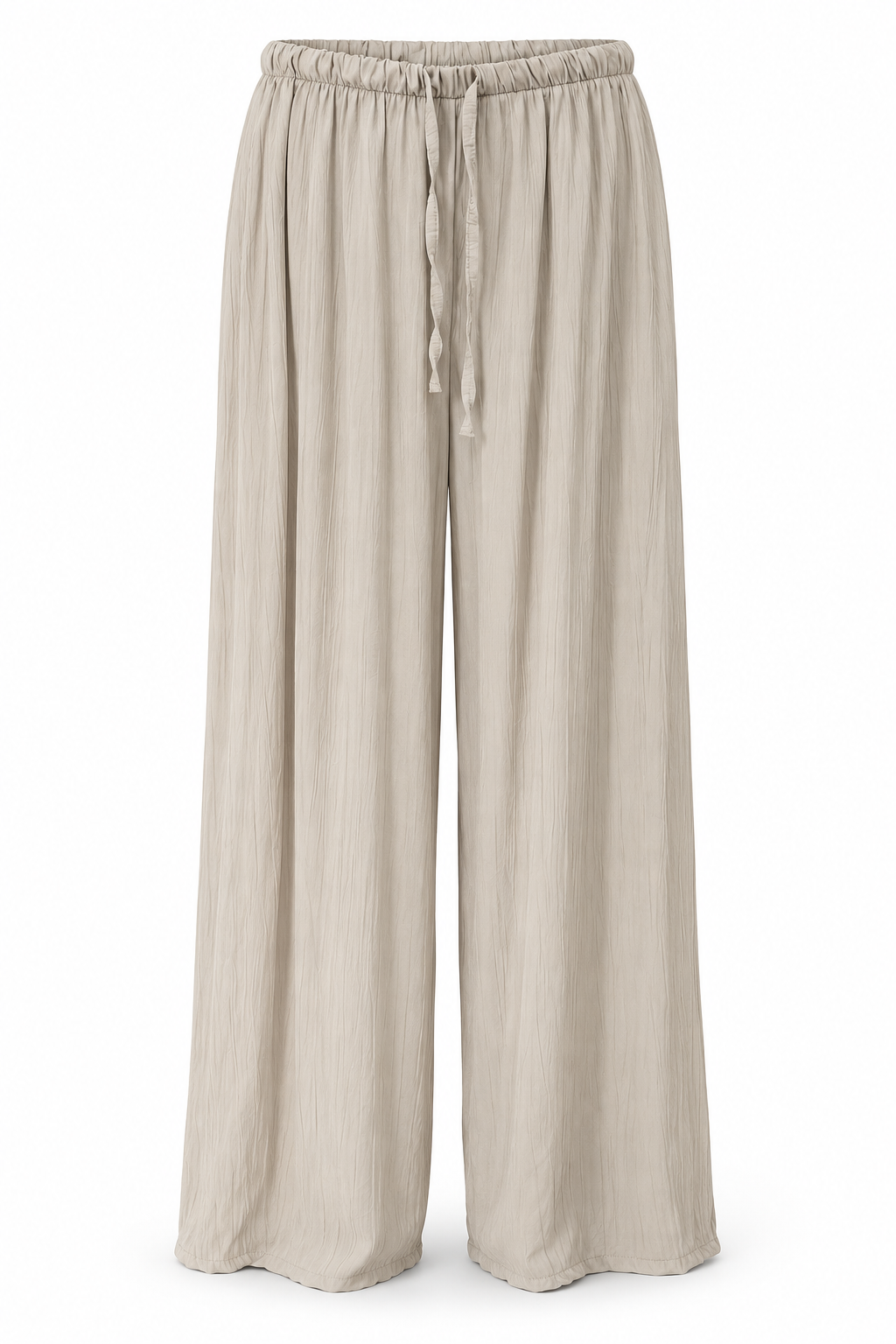 Pantalón beige fluido con cordón — vista frontal