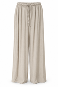 Pantalón beige fluido con cordón — vista frontal