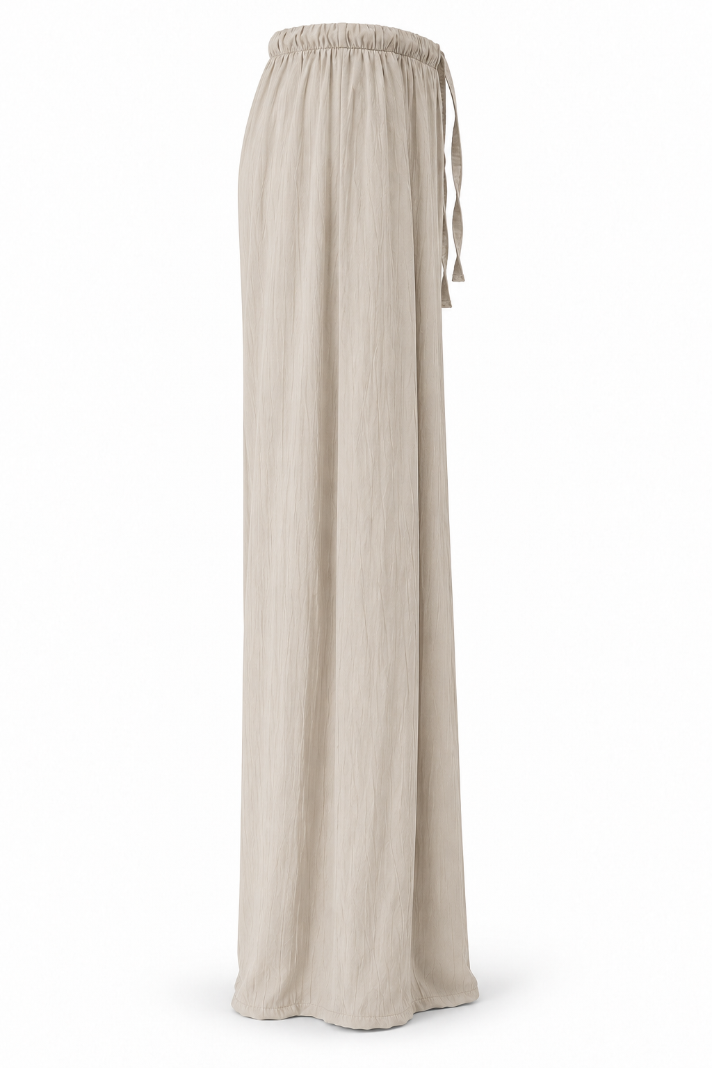 Pantalón beige fluido con cordón — vista lateral-1
