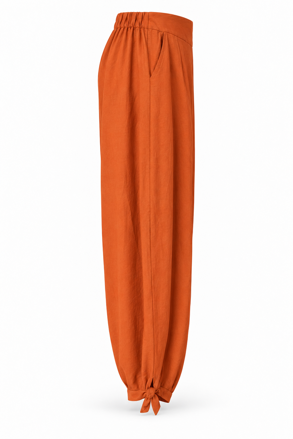Pantalón con nudos en los bajos — Teja — lateral-1