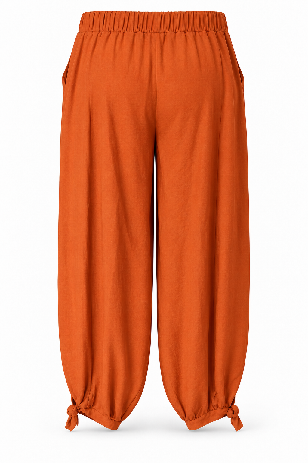 Pantalón con nudos en los bajos — Teja — trasera
