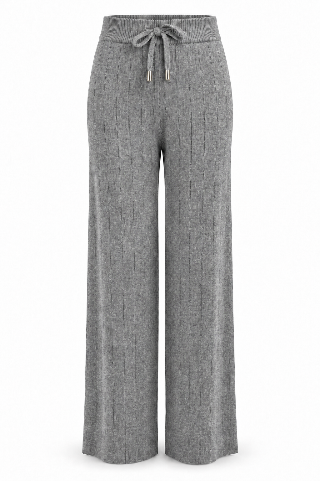 Pantalón de punto con cordón gris — frontal