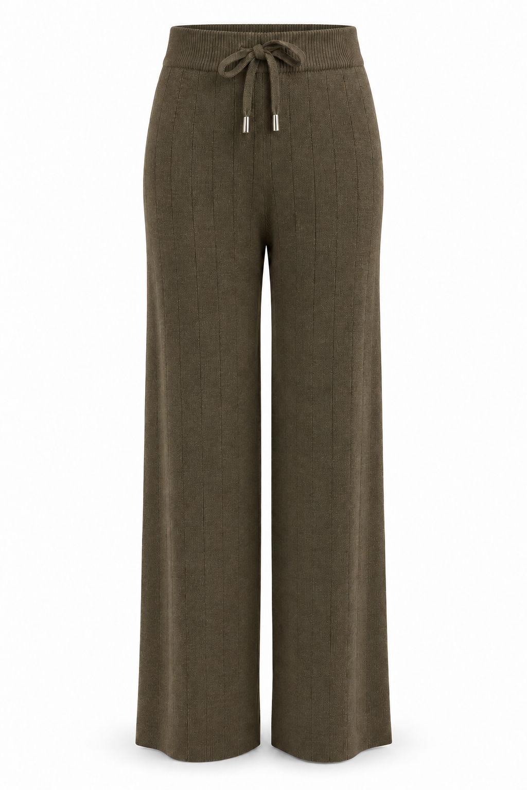 Pantalón de punto con cordón Marrón - frontal