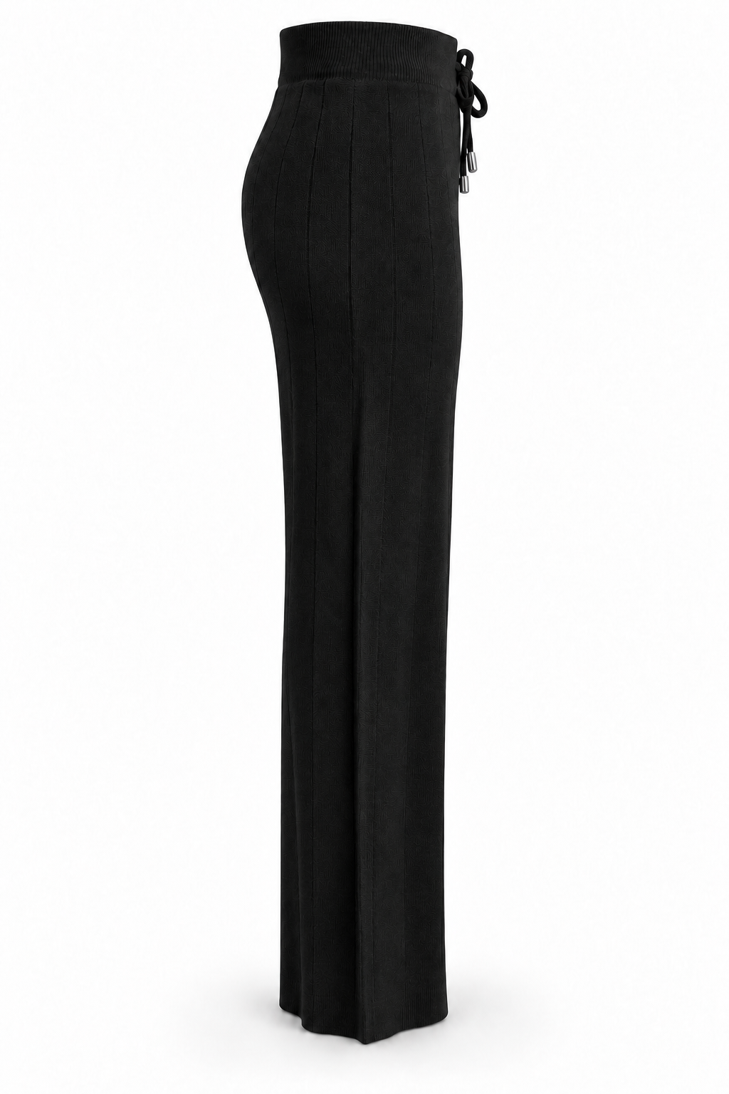 Pantalón de punto con cordón Negro - lateral-1