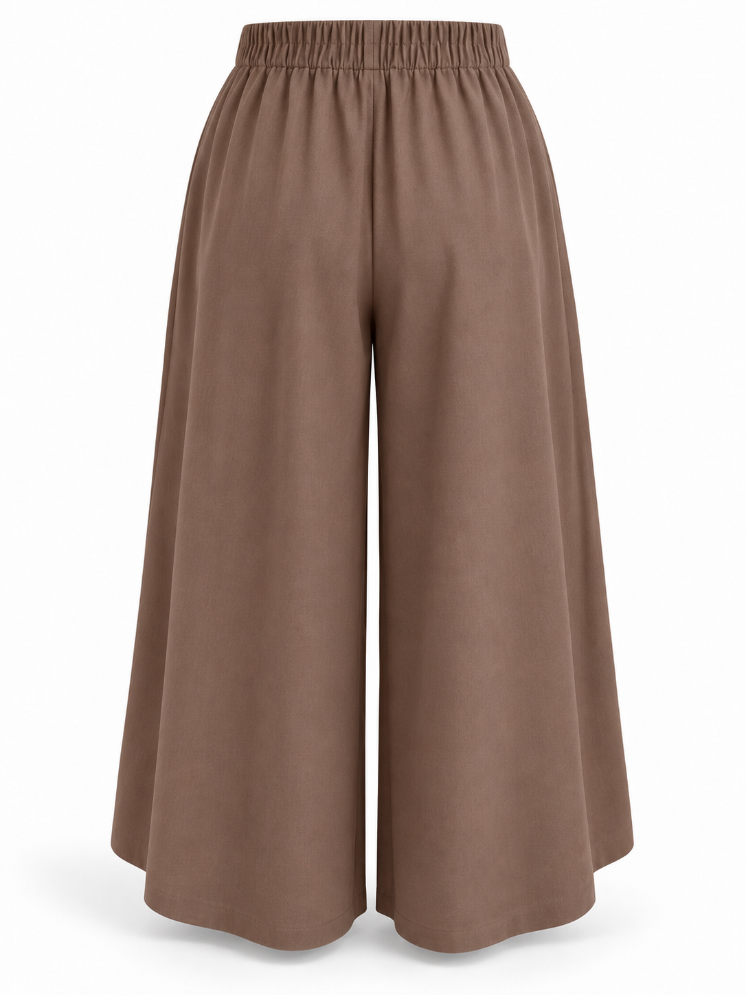 Pantalón fluido con solapas marrón — trasera