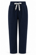 Pantalón de tejido con textura y cordón — Azul marino — frontal