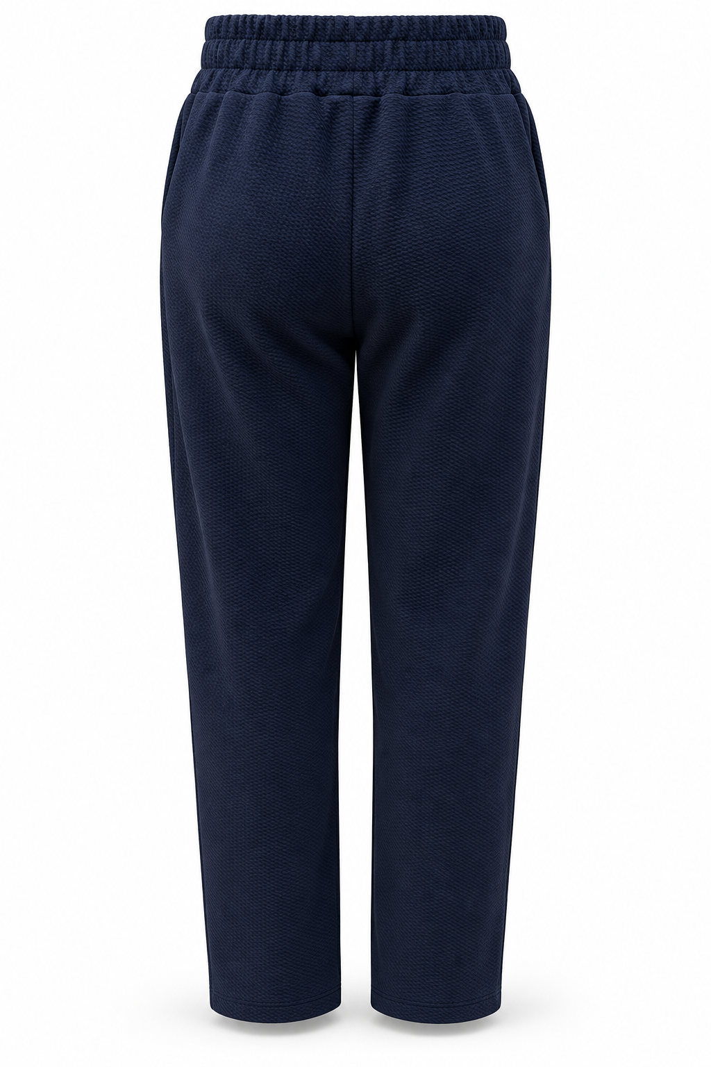 Pantalón de tejido con textura y cordón — Azul marino — trasera