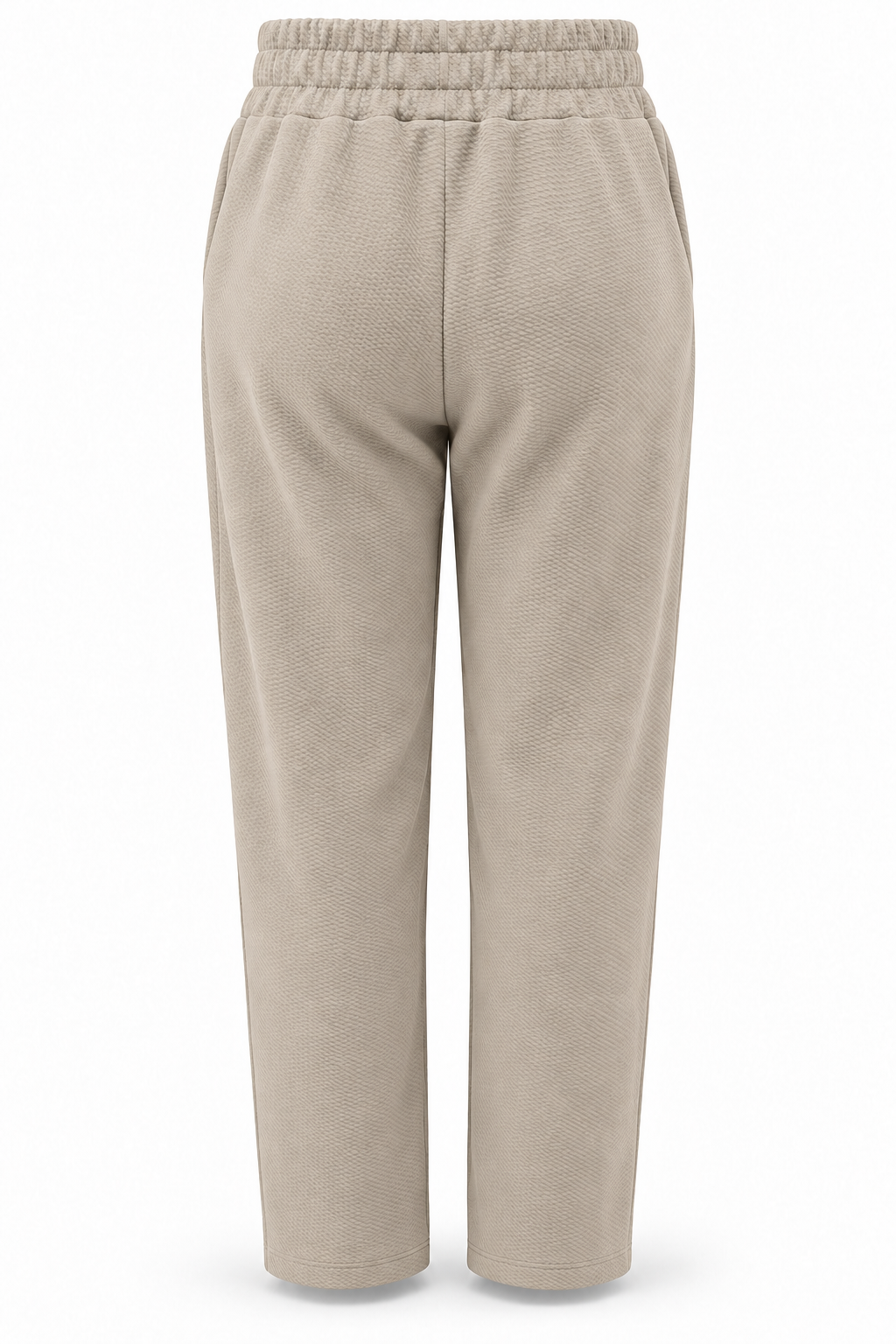 Pantalón de tejido con textura y cordón — Beige — trasera