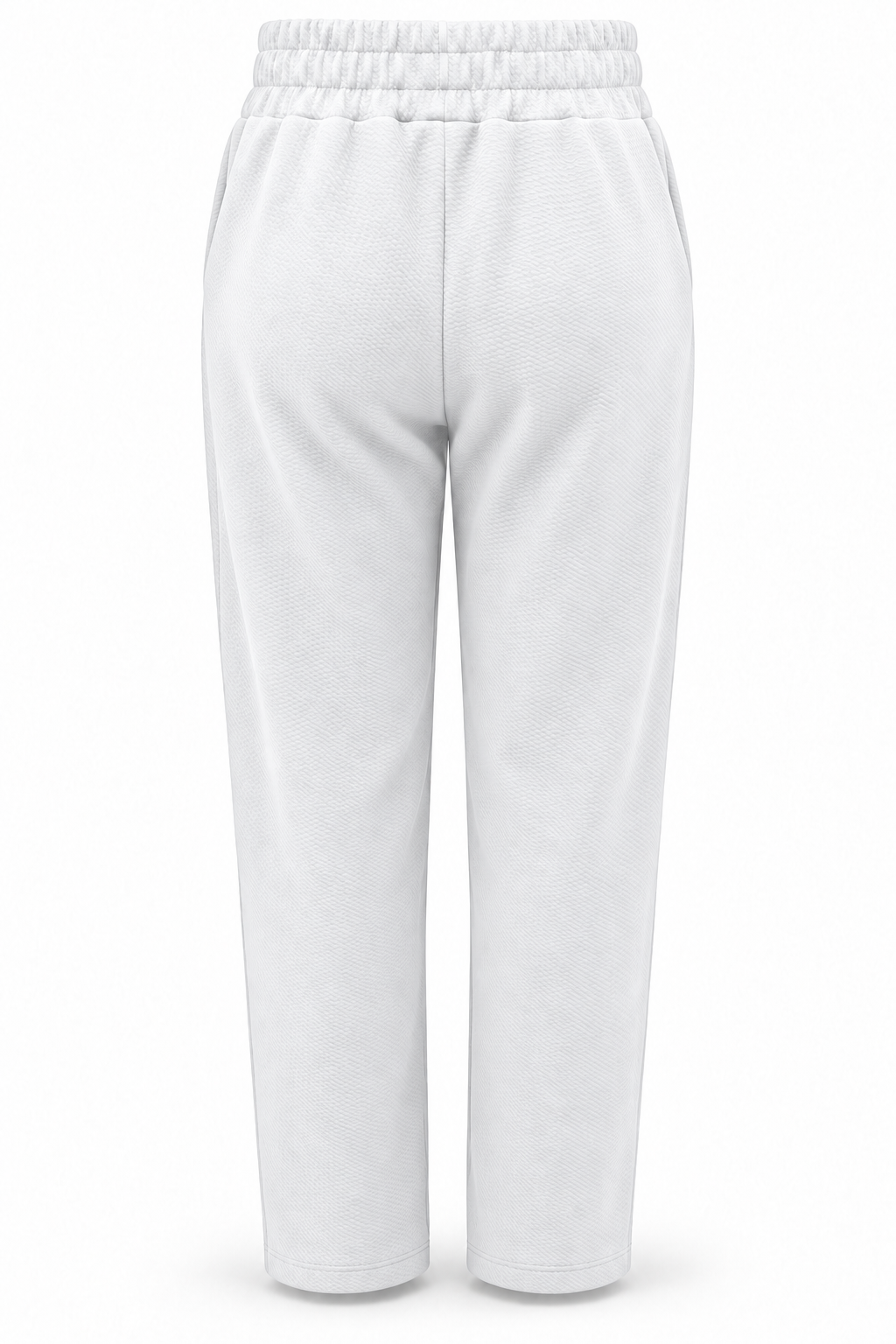 Pantalón de tejido con textura y cordón — Blanco — trasera