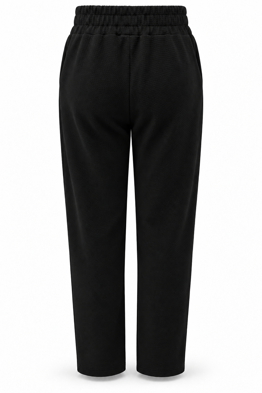 Pantalón de tejido con textura y cordón — Negro — trasera