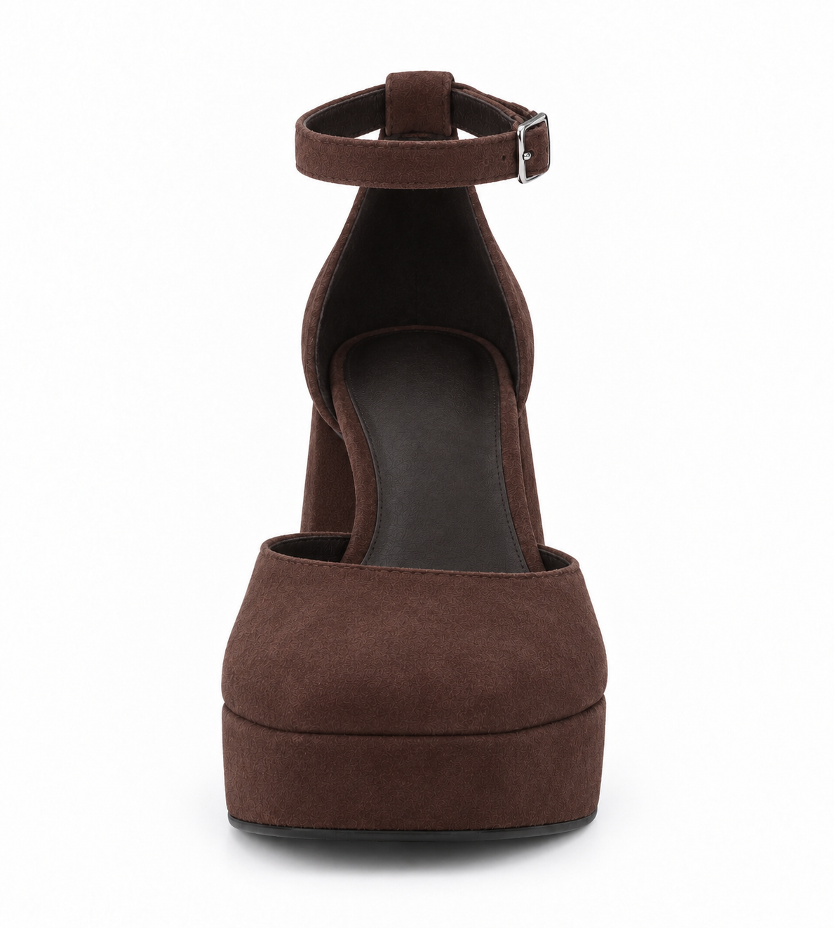 Zapato marrón de plataforma con pulsera - frontal